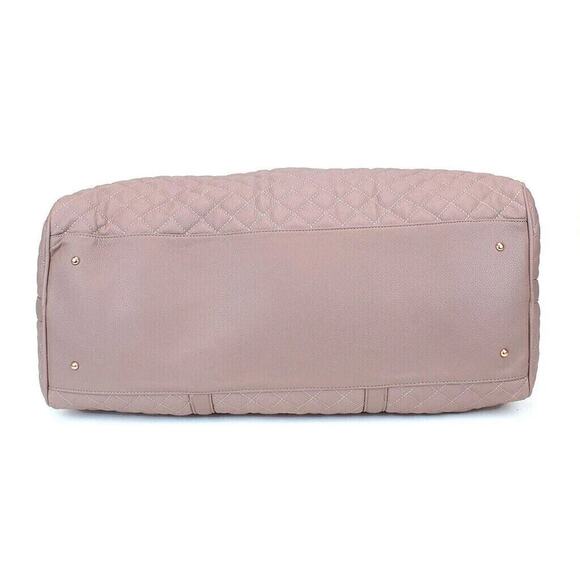 Women's Quilted Leather Weekender Travel Duffel Bag Pink - New in packaging - Picture 3 of 6
